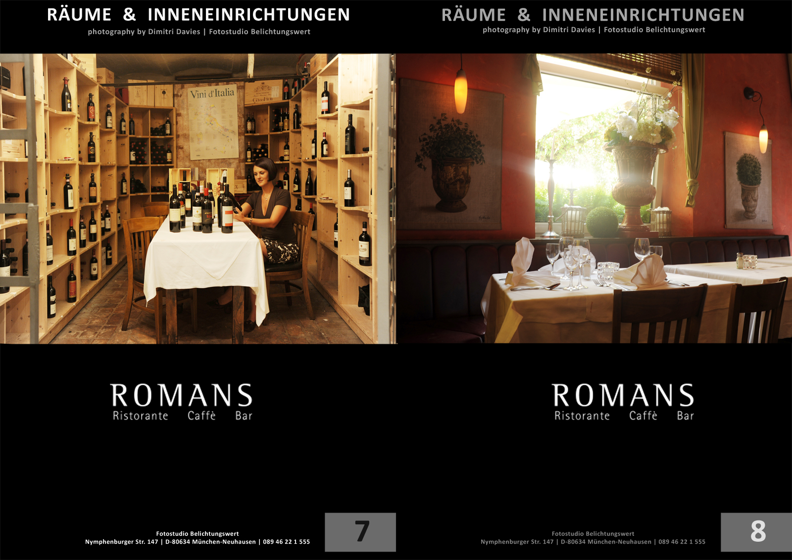 Inneneinrichtungen portfolio belichtungswert portfolio Romans restaurant innenräumlichkeiten