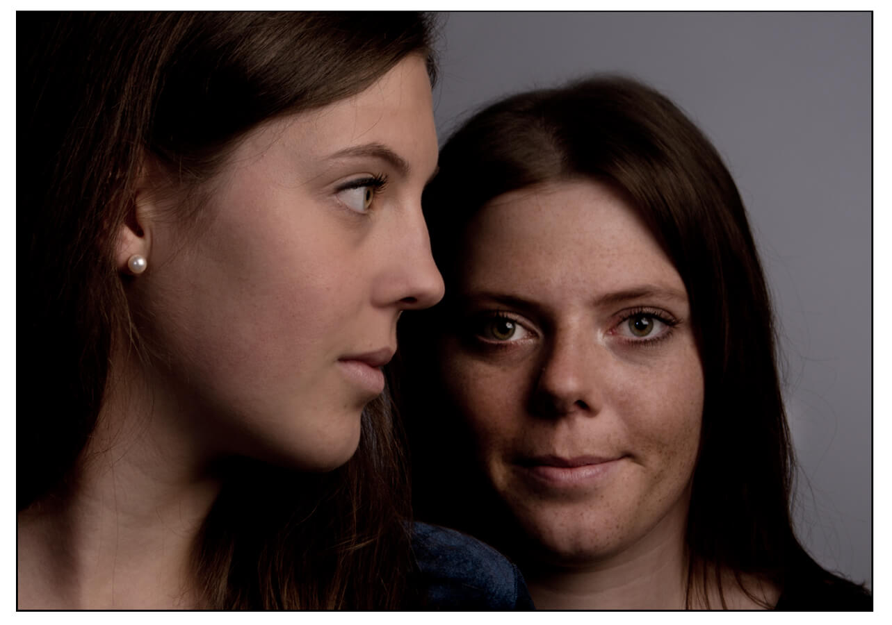 Familienportait Fotostudio Belichtungswert, zwei Schwestern